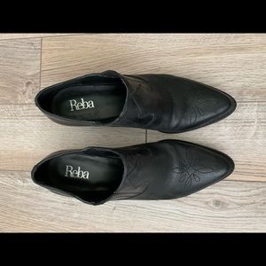 Black leather booties